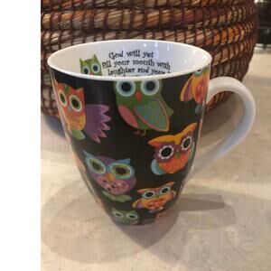 Owls Coffee/Tea Mug 16 oz With Job 8:12 On inner lip. Preowned
